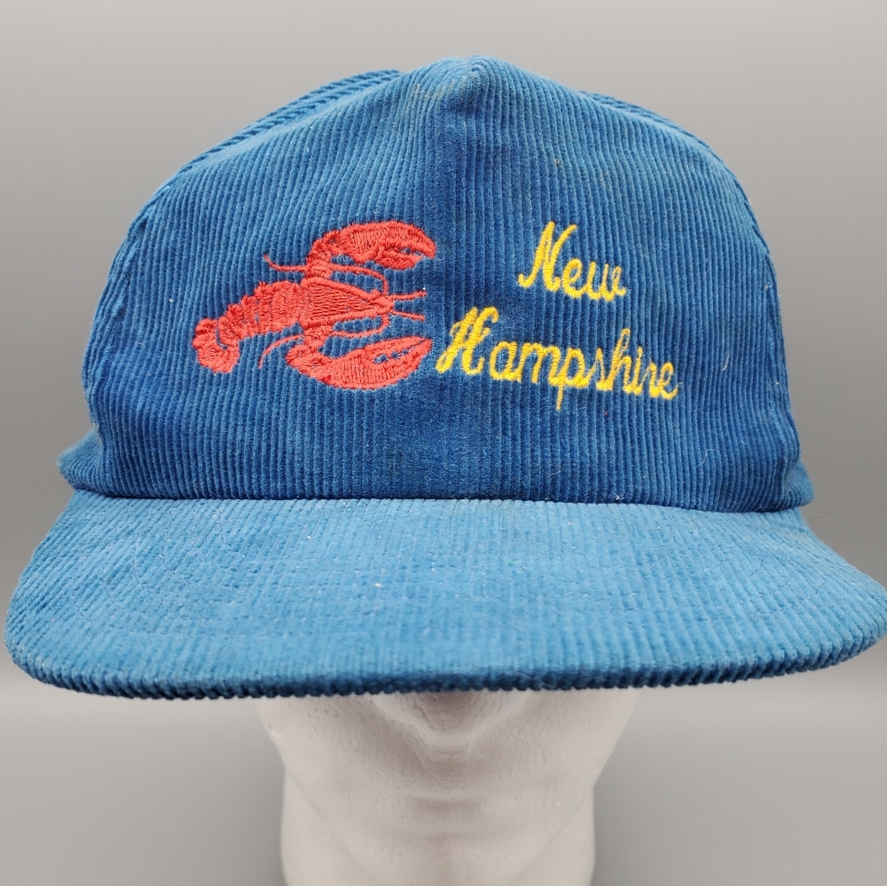 Vintage New Hampshire Blue Cordouroy Hat - Lobster